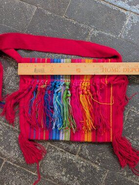 Purse handbag shoulder bag cotton red boho woven colorful from Colombia